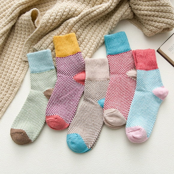 GZWYHT Ankle Socks,Crew Socks Socks Knit Socks of Winter Wool 5 Womens Soft Cold Warm Pairs Socks Fuzzy Socks,Wool Socks,Dress Socks A