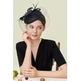 thumbnail image 5 of Tocado negro ajustable con velo - Tocado nupcial Babeyond Derby para bodas y eventos reales, 5 of 5
