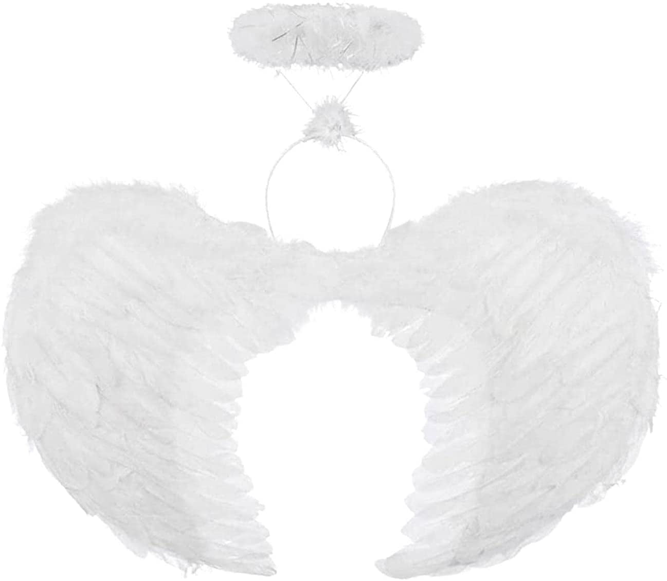 Large White Angel Wings Halo and Wand Fancy Dress Fairy Set Nativity Angel 