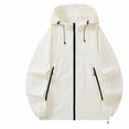 thumbnail image 2 of Karymi Womens Tops Zip‑Up Hooded Windbreaker Waterproof Jacket, Long Sleeve Adjustable Drawstring Hem Outdoor Coat with Zipper Pockets Rain Coats for Women, 2 of 8