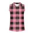 thumbnail image 5 of QUNYINEY Collared Womens Button Down Shirt Plaid Casual Sleeveless Tops Loose Shirts, 5 of 6