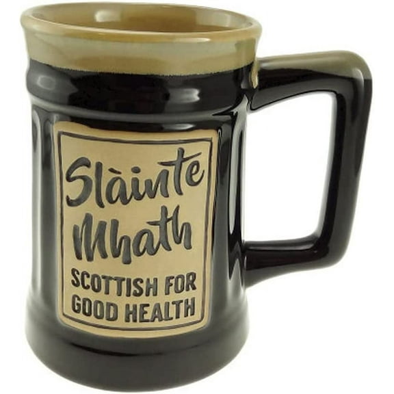 Glen Appin Stoneware Beer Mug Scotland Pottery Steins 20.3oz (600 ml) (Slainte Mhath - Black)