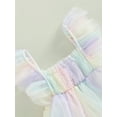 thumbnail image 6 of Wassery Baby Girls Summer Romper Clothes  Tie-dye Tulle Dress Fly Sleeve Square Neck Jumpsuit Casual Elegant Summer Bodysuits for Newborn 0-18M, 6 of 8