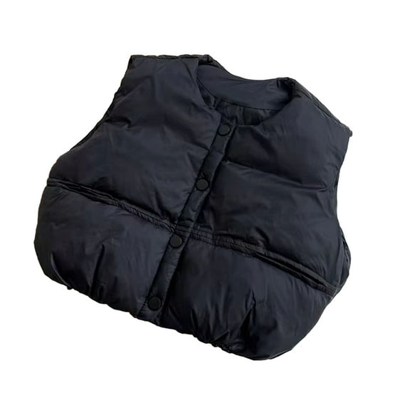 Chenyin Toddlers Kids Boys Girls down Cotton Vest Baby V-Neck Buttons Puffer Waistcoat Fall Winter Thickening Cotton Sleeveless Jacket for Unisex 1-6 Years Old