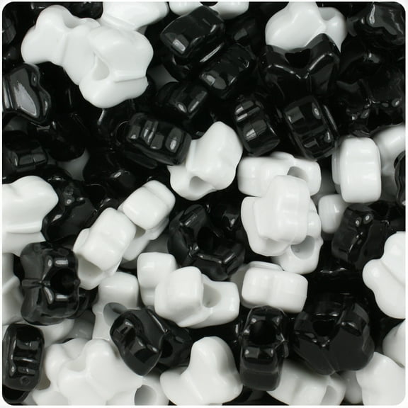 BeadTin Black & White Opaque 13mm Butterfly Pony Beads (250pcs)