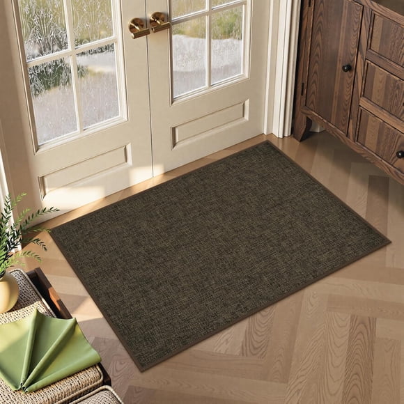 Tapis Tissé Brun Nailttos pour Entrée, 2 Pieds x 3 Pieds Tapis Jeté Antidérapant avec Endos en Caoutchouc, Tapis Lavable Style Ferme Paillasson de Porte d'Entrée Tapis de Sol pour Entrée Chambre Cuisine Salle de Bain