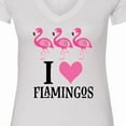 thumbnail image 4 of Inktastic I Love Flamingos Pink Bird Women's V-Neck T-Shirt, 4 of 5