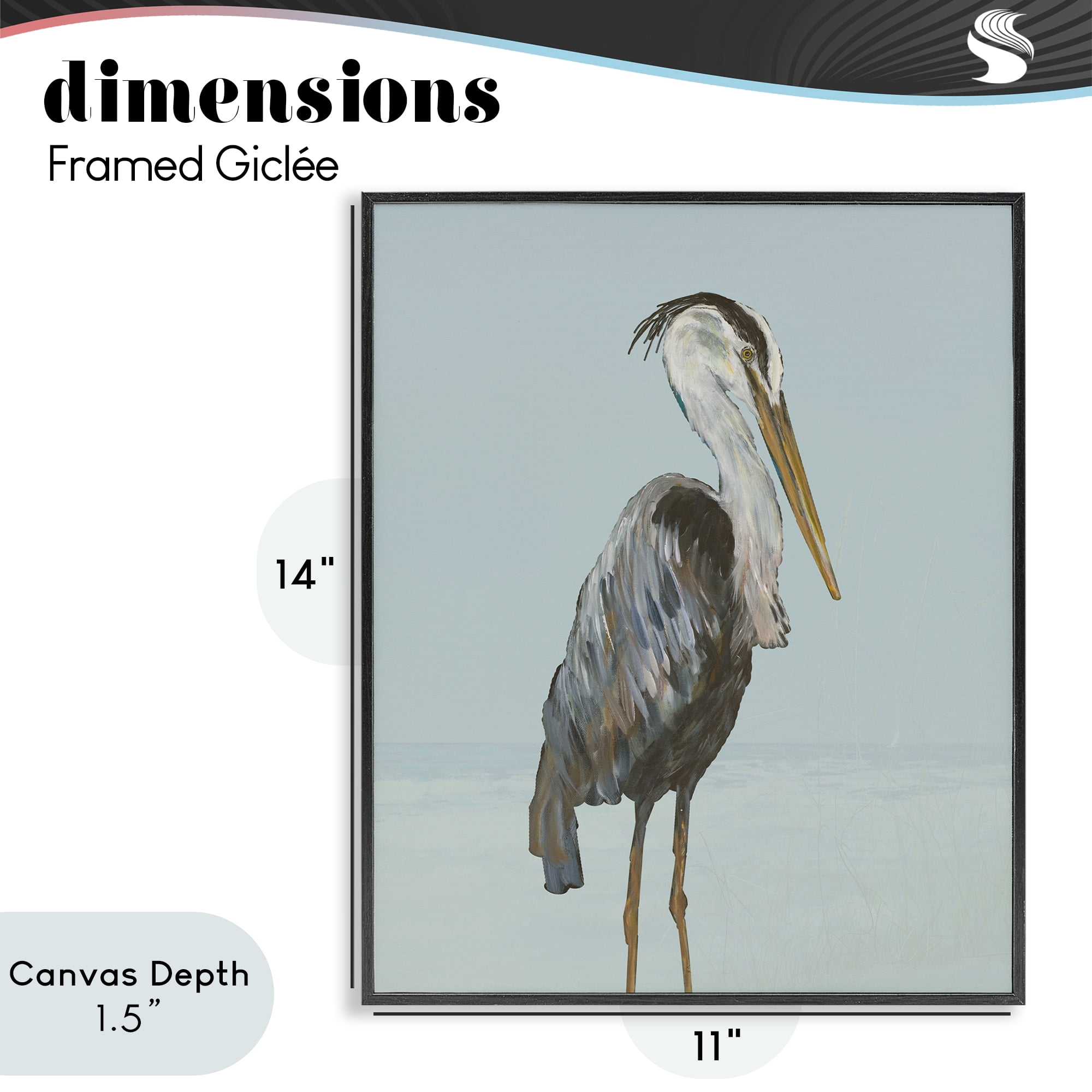 Stupell Industries Coastal Pelican Muted Blue Black Framed Giclee Art, design by Julie DeRice