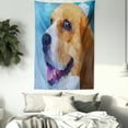 thumbnail image 3 of Beagle Tapestry, Polygonal Blurred Friendly Creature Curious Look Low Poly Effect Pattern, Wall Hanging for Bedroom Living Room Dorm Decor, 60W X 80L Inches, Pale Brown and Violet, by Ambesonne, 3 of 5
