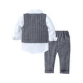 thumbnail image 2 of TSSOE Baby Boys Toddler Party Suit Long Sleeve Bowtie Lapel Dress Shirt Pant Vest Formal Outfit Set Grey 110, 2 of 7