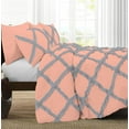 thumbnail image 3 of D.N.G. BEDDINGS 5 Piece Luxury Two Tone Diamond Ruffle Pattern Comforter Set Premium Super Soft, All Season 800 Thread Count, 100% Egyptian Cotton, Twin/Twin XL Size Peach-Silver Color, 3 of 4