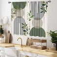 thumbnail image 2 of Mid Century Modern Curtains, Boho Aesthetic Green Tropical Palm Leaves Abstract Minimalist Geometic Arch Small Short Curtains Treatments for Bedroom Living Room Bathroom 2 Panels, 55x39 Inch, 2 of 4