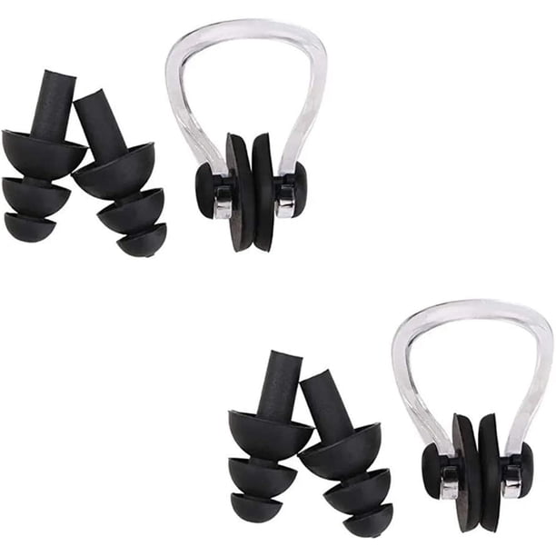 Tapones para los oídos de natación, 2 pares de tapones para los oídos de natación de silicona con 2 clips para la nariz para nadar, ducharse, bañarse, surfear, adecuados para adultos y niños oso de fresa Juguete