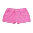 thumbnail image 1 of Baby Girls Casual Denim Shorts Solid Color High Waist Button Ripped Jeans with Side Pockets Purple 2-3 Years, 1 of 6