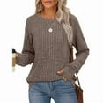 thumbnail image 3 of Ronuti Women's Long Sleeve Top Crewneck Basic Lightweight Fall Shirt with Thumb Hole, 3 of 7
