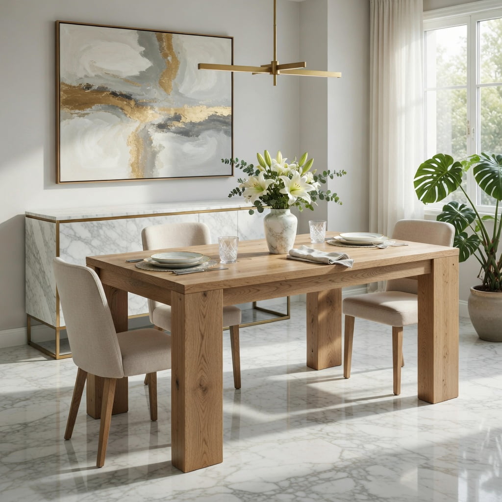 Hommoo Tribesigns Solid Wood Dining Table 63 Inch, Farmhouse Kitchen Table for 6-8 People, Rustic Wood Rectangular Table with Sturdy Legs, Easy Assembly, Natural