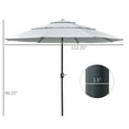 thumbnail image 3 of Outsunny 9FT 3 Tiers Patio Umbrella Outdoor Market Umbrella with Crank, Push Button Tilt for Deck, Backyard and Lawn, Cream White, 3 of 9