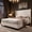 Beige, variant on BSHTI King Size Upholstered Platform Bed Frame with Tufted Headboard, Noise-Free Metal Support for Bedroom(Black)