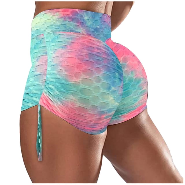 Pantalones de Yoga de burbujas deportivos de cintura alta ajustados con lazo corto de moda para mujer de 2 piezas Fridja fhjkhfk460855