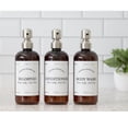 thumbnail image 4 of Artanis Home Amber Refillable Body Wash, Shampoo and Conditioner Bottles - PET Plastic Shampoo Bottles with Stainless Steel Pumps and "Modern Apothecary" Labels- 16 oz, 3 Pack, 4 of 7