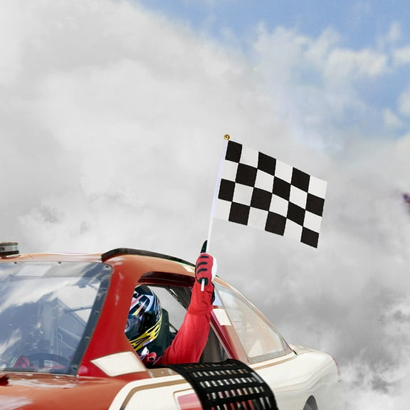 Topbathy 25pcs Cheering Flag Polyester Black and White Checkered Flags for Birthday Party Supplies