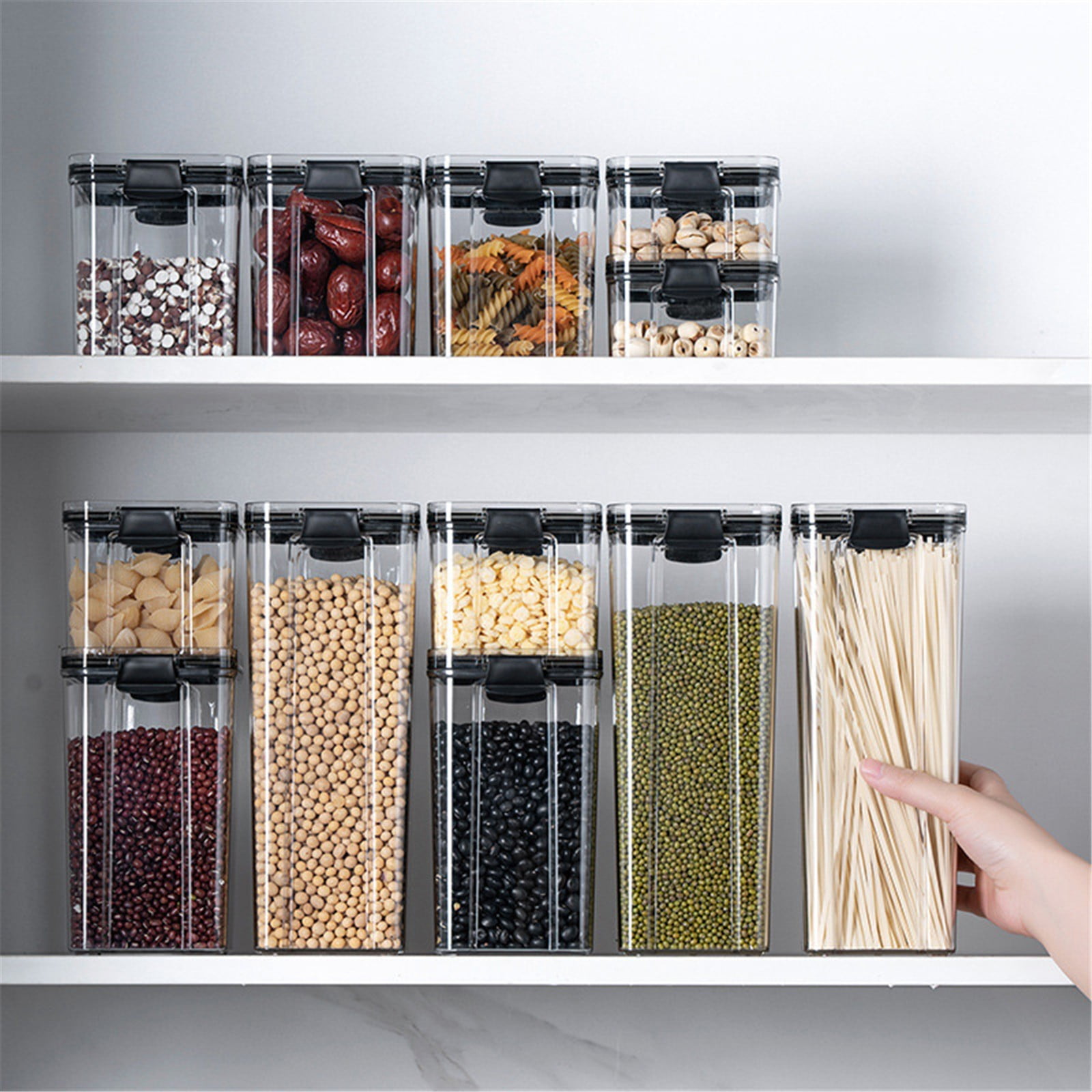 SLUOHZXI Airtight Food Storage Containers with Lids,Plastic Storage Canisters for Kitchen and Pantry Organization,Dry Food Canisters for Flour, Sugar and Cereal