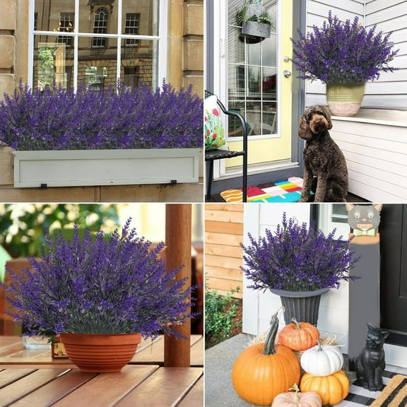 Artificial Lavender Flowers - 10 Pcs Faux Lavender Plant Artificial Fake Plastic Purple Flowers for Home Room Window Wedding Garden Table Centerpieces Vase Outdoors Indoor Decor