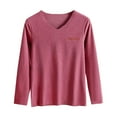 thumbnail image 2 of SDNall Ladies' Thermal Long-Sleeved V-Neck Undershirt, Color Fleece, Solid Color Jersey, Warm - Comfortable Base Layer, 2 of 9