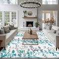 thumbnail image 3 of Area Rug for Living Room, Teal Blue Grey Botanical Non-Slip Indoor Large Carpet for Bedroom/Dining Room, Spring Floral Summer Farmhouse Washable Low-Profile Rectangle Floor Runner Rugs - 6 x 9 Ft, 3 of 8