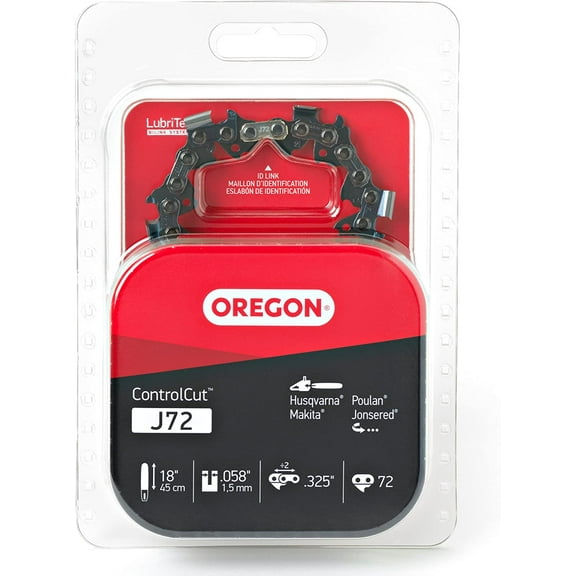 Oregon J72 ControlCut 18-Inch Chainsaw Chain, Fits Husqvarna, Makita, Poulan, Jonsered,Grey