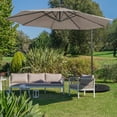 thumbnail image 3 of Costway 10FT Cantilever Solar Powered 32LED Lighted Patio Offset Umbrella Outdoor Coffee, 3 of 9