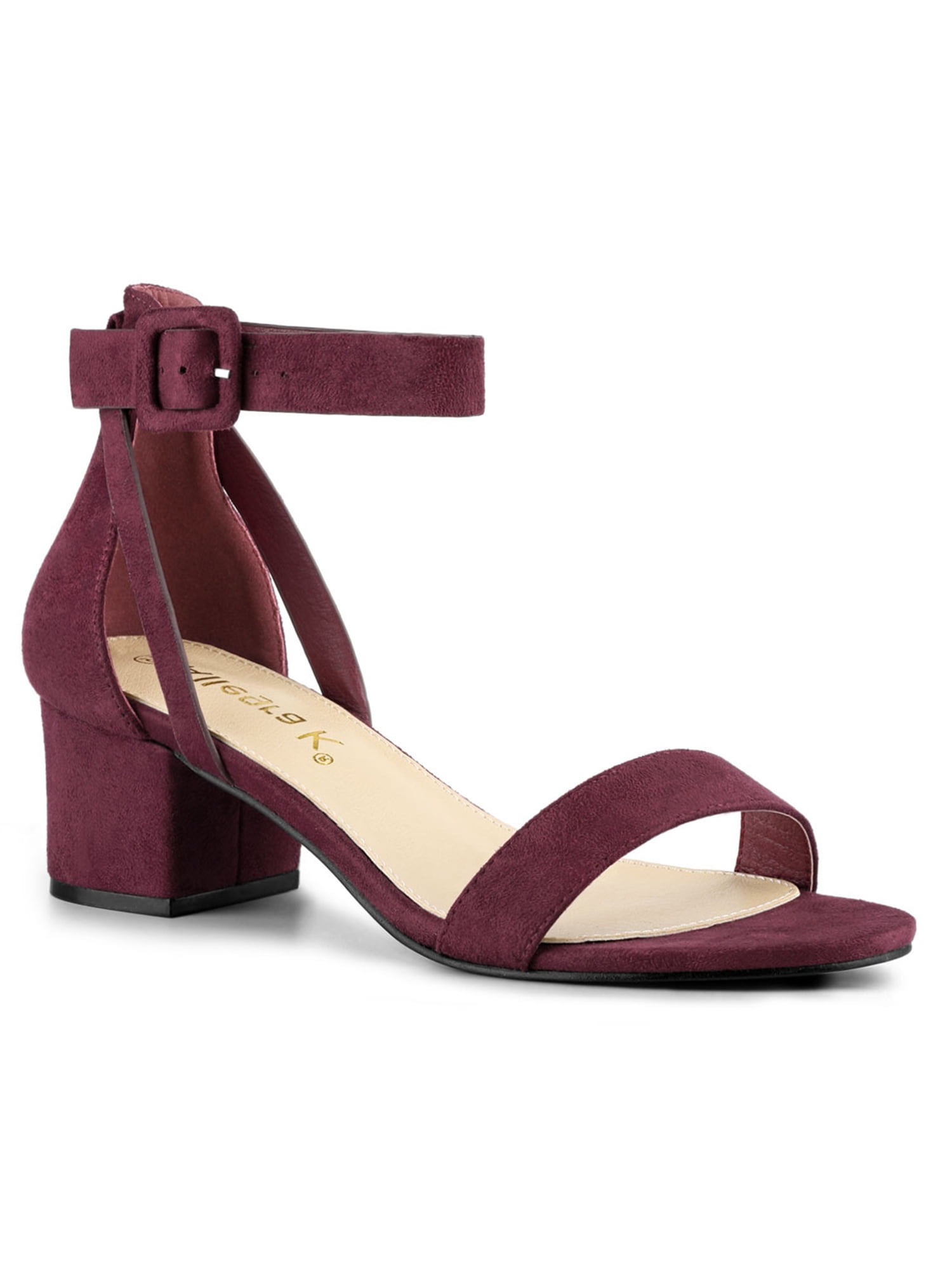 Allegra K Women's Ankle Strap Heel Sandals Shoes Burgundy 9.5 - Walmart ...