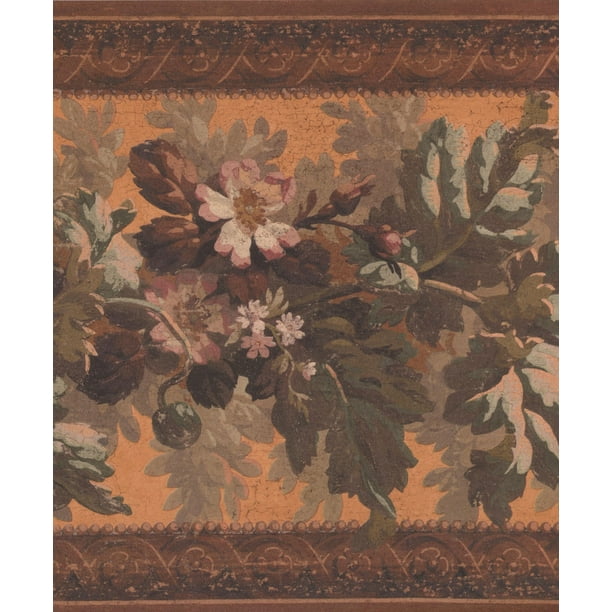 Wallpaper Border Vintage Purple White Flowers On Vine Antique Orange Wall Border Retro Design Roll 15 Ft X 13 5 In Walmart Com Walmart Com