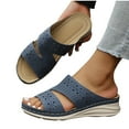 thumbnail image 4 of LOVZFMLL Wedge Sandals for Women 2025 Slip On Open Toe Comfort Walking Clogs Sandals Casual Outdoor Summer Beach Vacation Slides Sandals Blue 7.5, 4 of 7