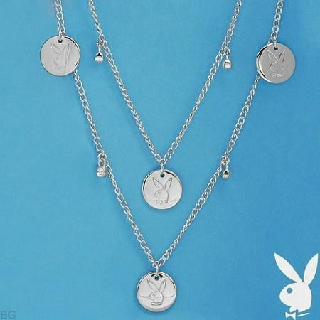 Playboy Necklace Bunny Charms Coin Medallion Swarovski Crystals Long Wrap Layering