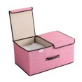thumbnail image 1 of Caja de almacenamiento apilable rosa grande con tapa, organizador de ropa portátil ER, 1 of 5