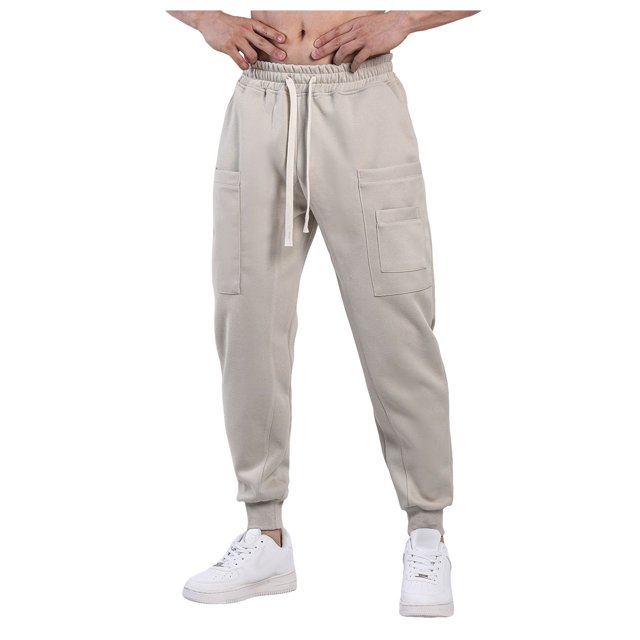 EHQJNJ Men Comfy Pants Mens Casual Waist Color Sports Hat Woven Pocket Foot Rope Solid Pants Street Cargo Tie Cargo Pants Men's Sweatpants Open Bottom Baggy Khaki Joggers Men