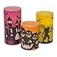 thumbnail image 3 of Mark Feldstein & Associates Halloween Haunted House Silhouette Flameless LED Wax Candle Pillars, 3 Piece Set, 6 Inch, 3 of 4
