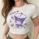 thumbnail image 1 of Top corto Kawaii Kuromi de dibujos animados para mujer, camiseta recortada Sanrio Kuromi, camiseta de Manga, camiseta estampada, ropa de calle, camisetas para mujer, 1 of 7
