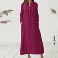 thumbnail image 4 of Vestido largo casual de manga larga con mangas largas para mujer Tomshoo Borgoña XXXL, 4 of 7