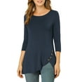 thumbnail image 2 of DARING DIVA Women's Casual Stretchy Tunic Asymmetric Hem Top M Dark Blue, 2 of 6