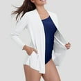 thumbnail image 4 of Women's UPF 50+ Cardigan Open Front Long Sleeve Sunshirt Jacket Cooling Lightweight Sun Wraps Shrugs with Pockets (XL, White), 4 of 7