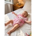 thumbnail image 6 of BemeyourBBs Newborn Baby Girl Summer Clothes Infant Baby Girl Mama's Girl Daddy's Girl Outfit Striped Bubble Romper Letter Heart Flower Embroidery Front Bows Ruffled Short Sleeve Bodysuit Jumpsuit, 6 of 9