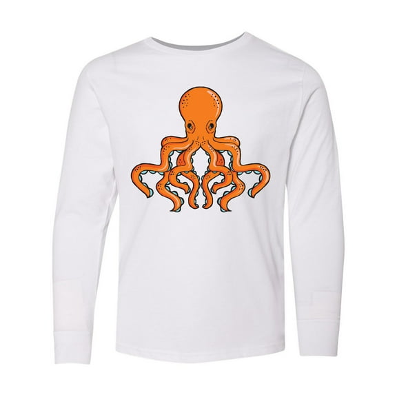 Inktastic Orange Octopus Long Sleeve Youth T-Shirt