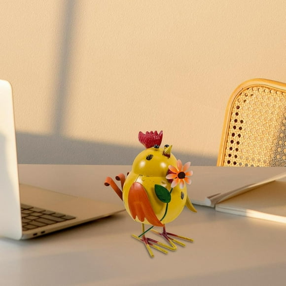 Lisbinx Cute Chicken Art Iron Sculpture Mini Animals Figurine For Home Office Patio Garden Decoration Iron Crafts Ornament Flash Deals