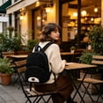 thumbnail image 5 of Cute Corduroy Backpack, Comfortable Cartoon Bear Backpack for Traveling, for Storing Study and Office Supplies Black, 5 of 6