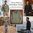 thumbnail image 4 of Olaglory Men's Quarter Zip Sweater Pullover Slim Fit Casual Classic Mock Neck Long Sleeve Polo Sweaters for Men, Army Green, 4 of 9