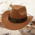 thumbnail image 2 of Cowboy Hats for Women Leather Cowboy Hat Khaki Hats Stylish Hats for Men One Size, 2 of 7