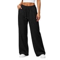 thumbnail image 4 of BUIGTTKLOP Womens Sweatpants Fleece Lined Wide Leg Sweat Pants Cotton Elastic Waisted Trousers with Pockets, 4 of 8