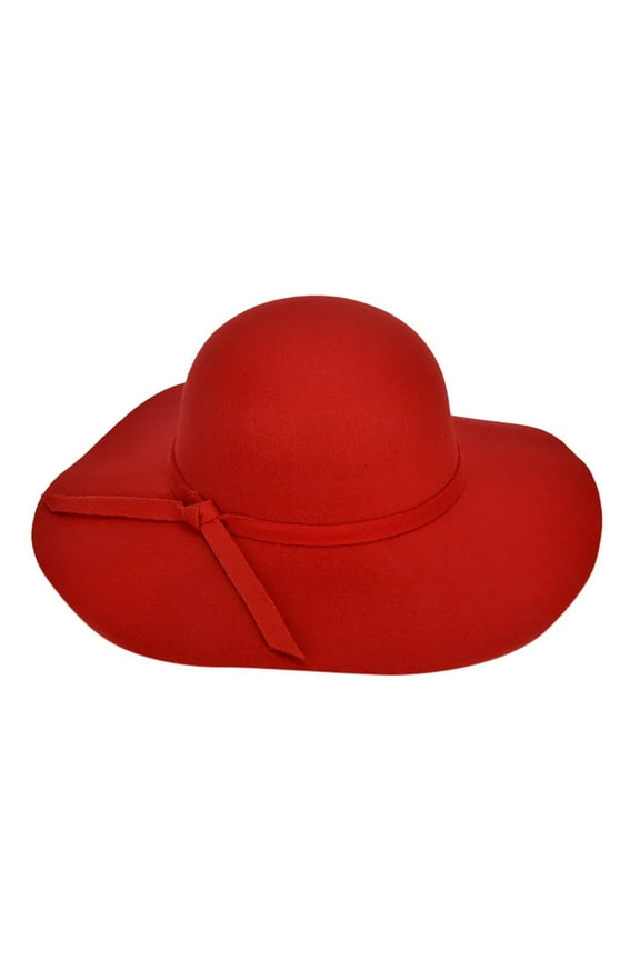 1PC Hat Red Straw Fashion Women Ladies Floppy Wide Brim Wool Felt Bowler Beach Hat Sun Cap Summer